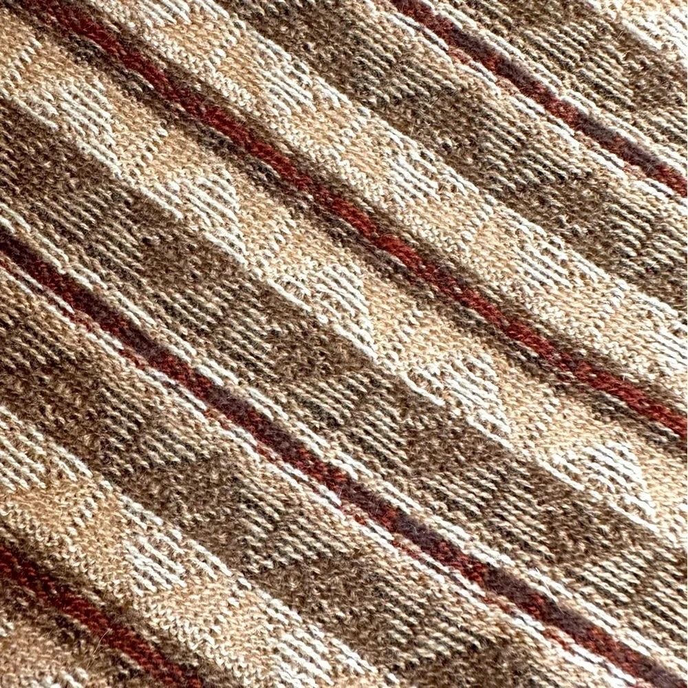 Ralph Lauren Purple Label Tan Multi Fair isle  Geometric V-Neck Sweater Vest